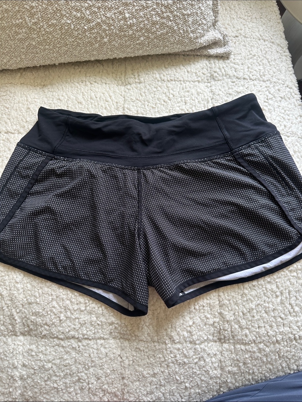 lululemon athletica Black Mesh-Layered Athletic Shorts